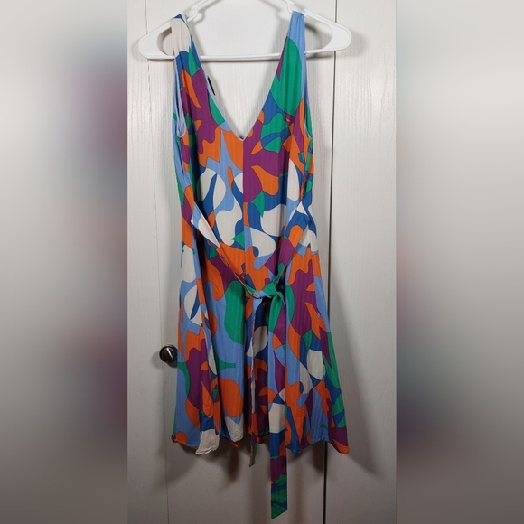 FRNCH Elora Colorful Dress Size Small Lined Button Up Mini Resort Coverup Boho - Picture 11 of 12